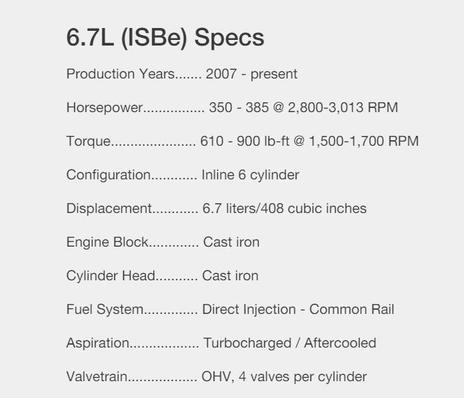 مشخصات 6.7 لیتری (ISBe)