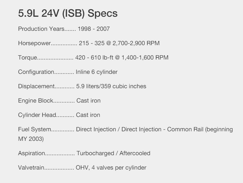 مشخصات 5.9 لیتری 24 ولت (ISB).